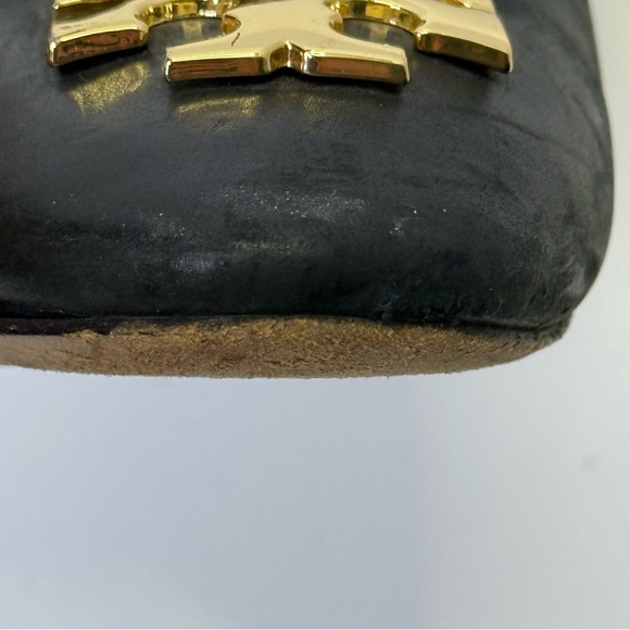Tory Burch Black and Gold 3 Inch Block Heel with T Signature Logo - Picture 10 of 11